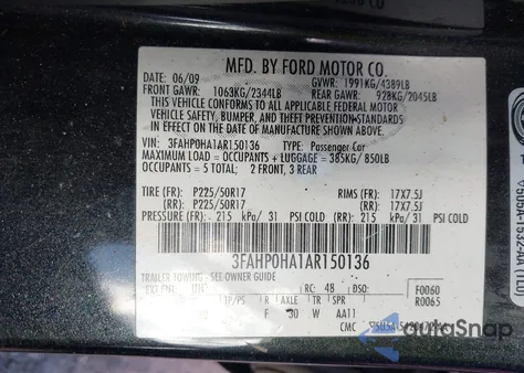 2010 Ford Fusion Se from USA, damaged, VIN 3FAHP0HA1AR150136